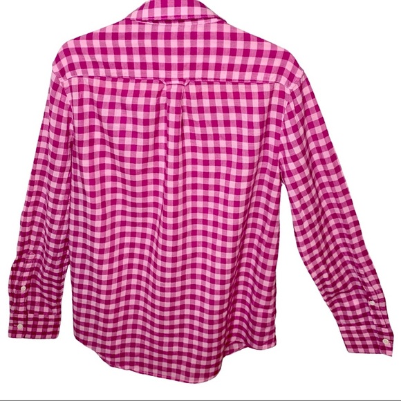 CREWCUTS Plaid Checked Cotton Button Down Shirt Casual Raspberry Pink Size 12 - Picture 3 of 8